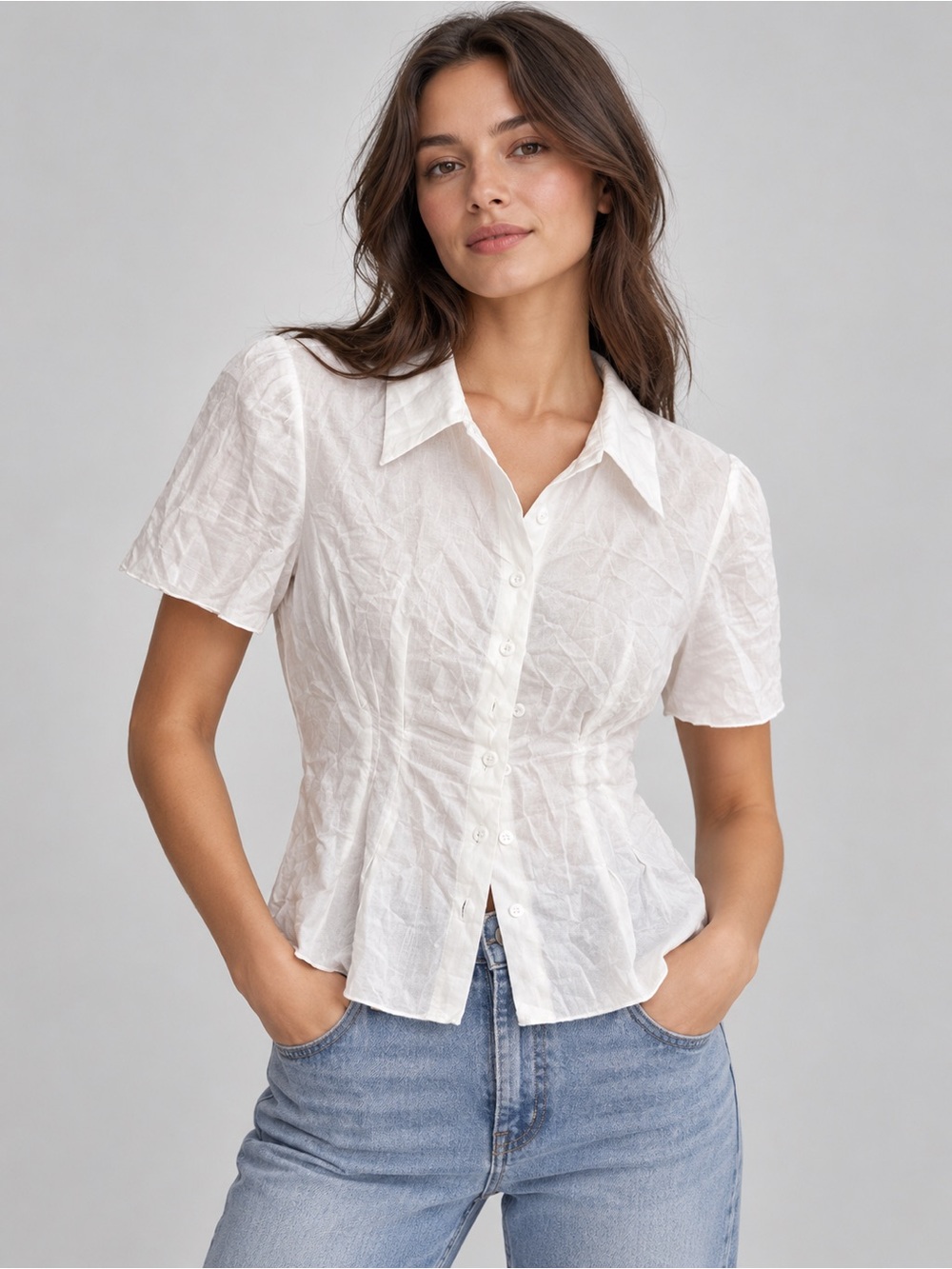 Mod Ref White Short-Sleeve Button-Front Shirt